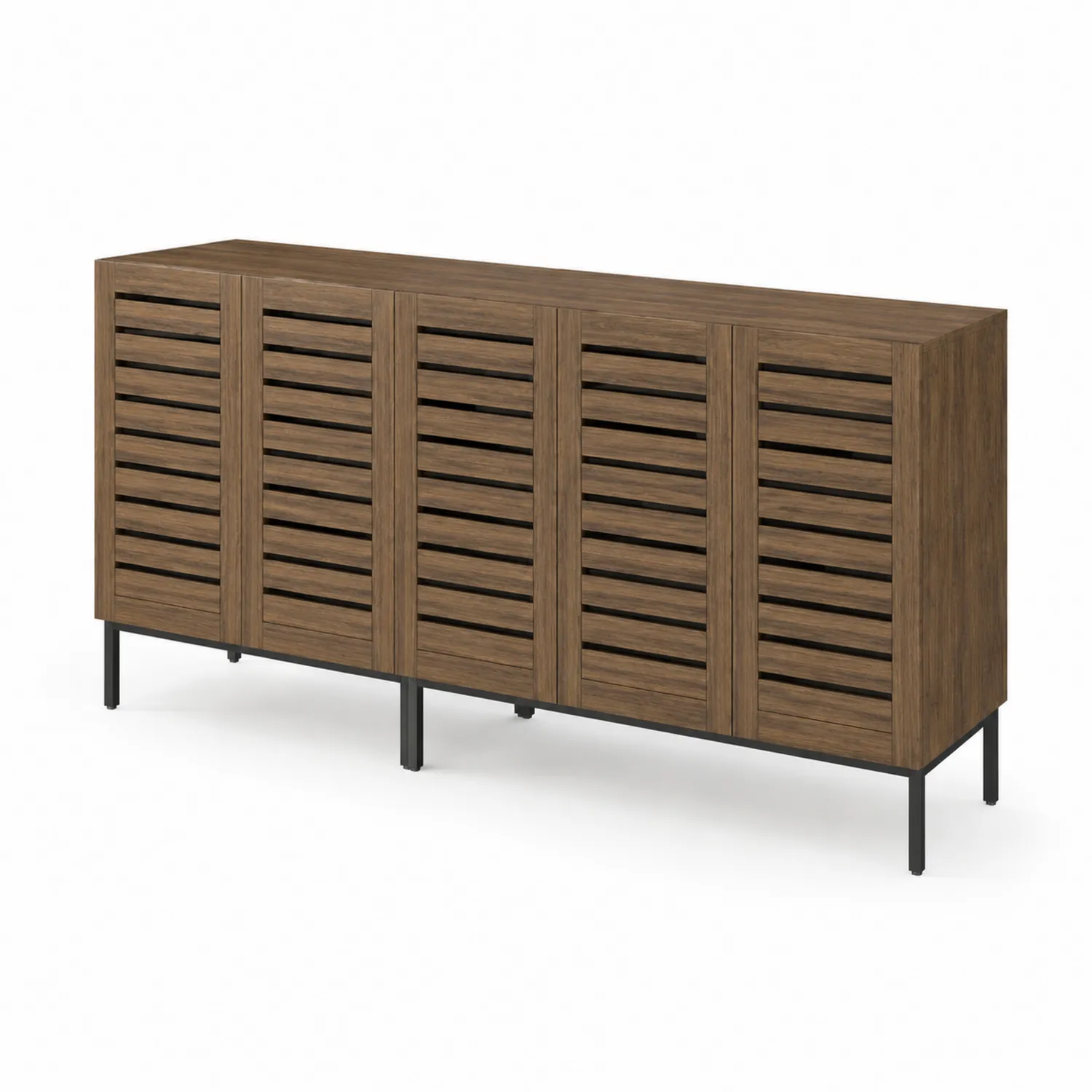 Sideboard aus Massivholz mit Metallbeinen 180cm Braun