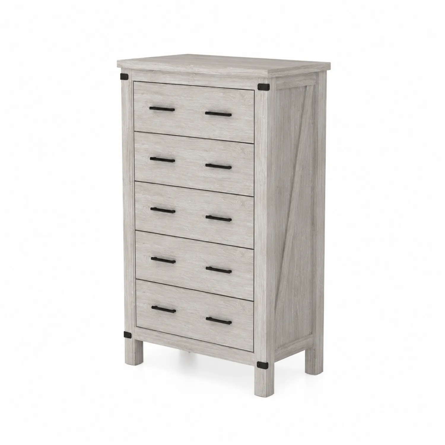 Kommode mit 5 Schubladen aus Holz, Grau