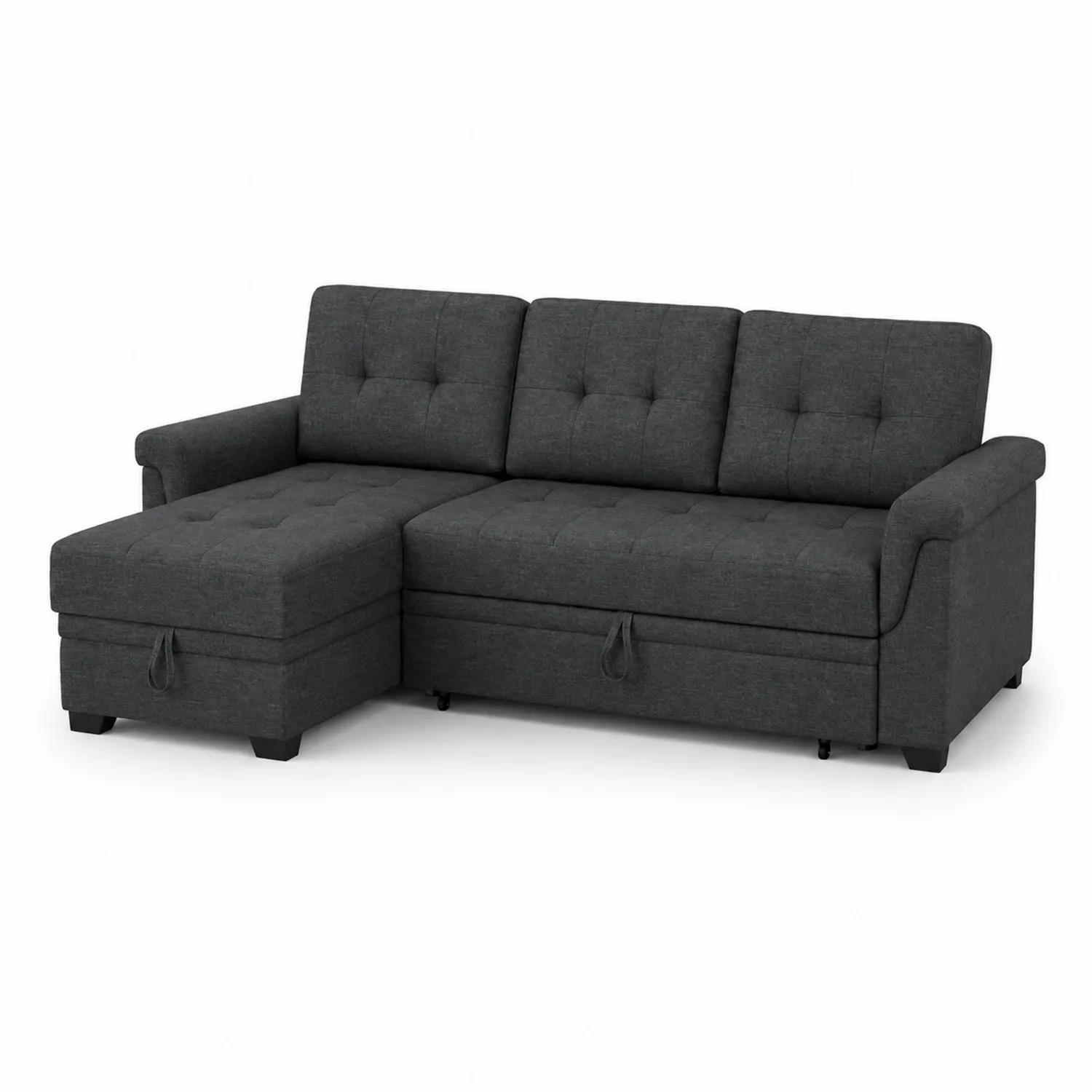 Ecksofa aus Stoff mit Stauraum Dunkelgrau