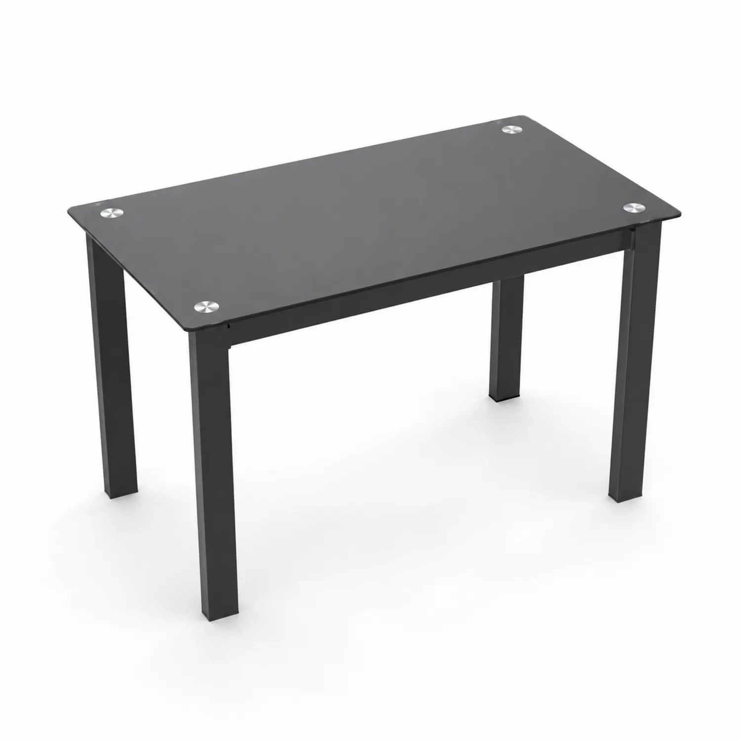 Rechteckiger Tisch aus gehärtetem Glas und Stahl 120x70x75 cm Schwarz