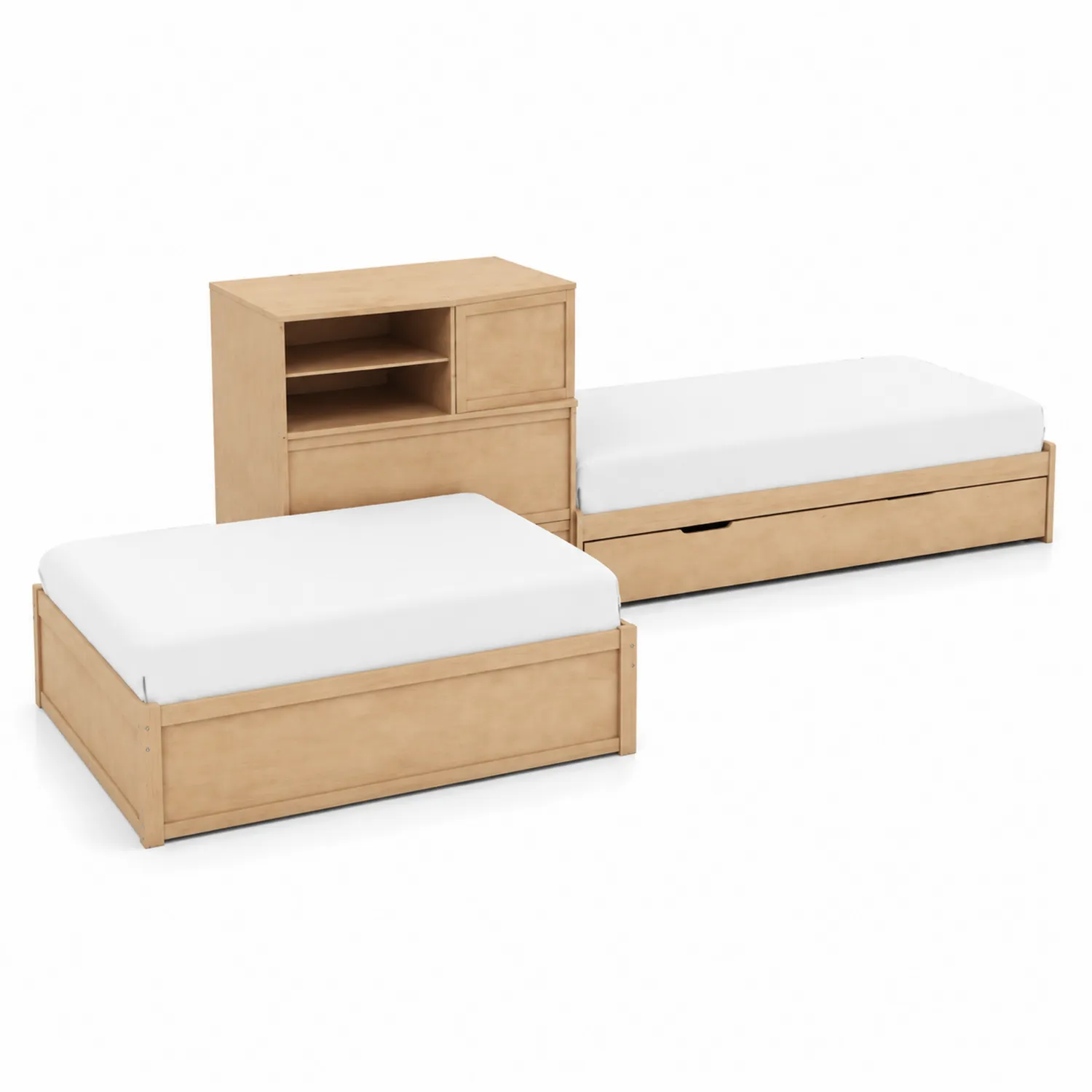 Schlafzimmermöbel Set aus Kiefernholz mit Stauraumbetten und Aufbewahrungseinheit