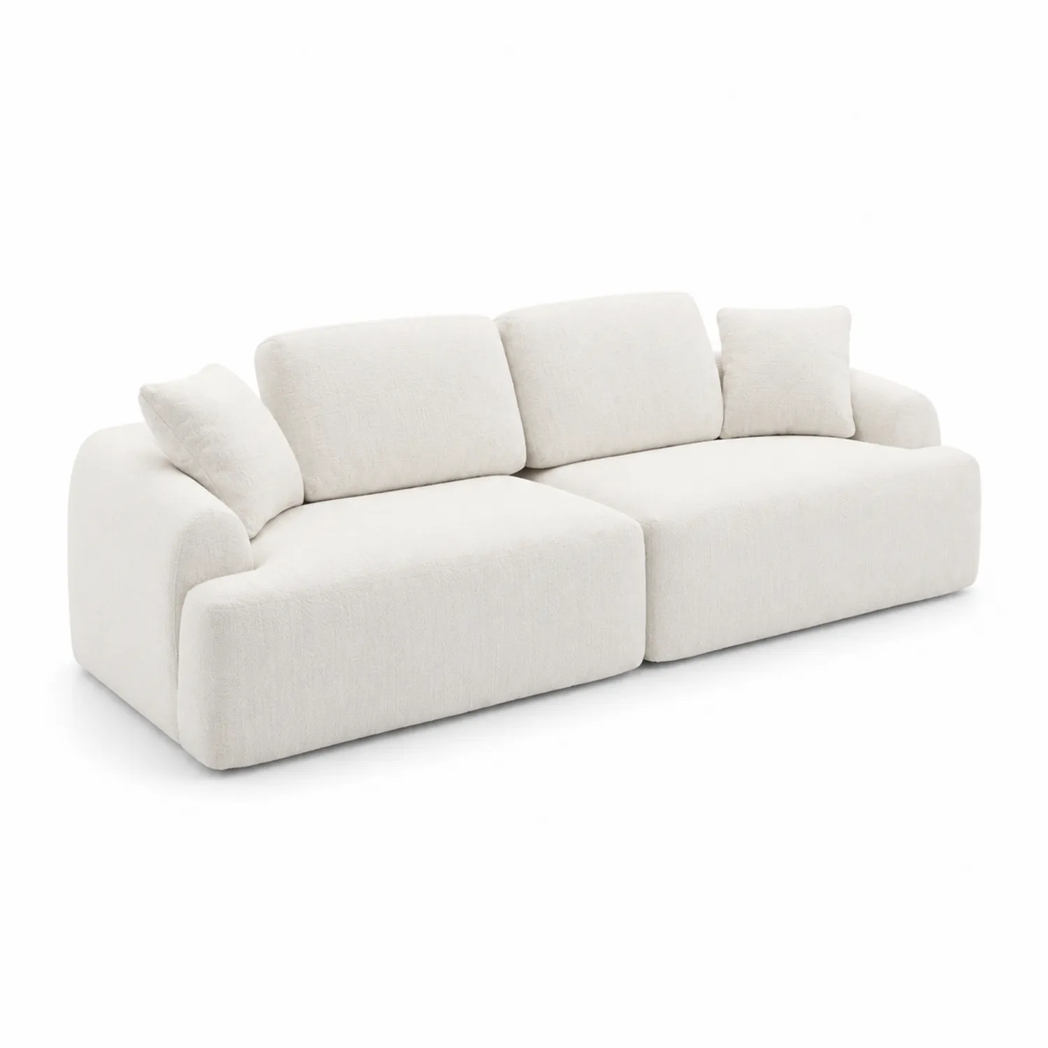 Modulares Sofa aus Polyestergewebe, 220 cm, Creme