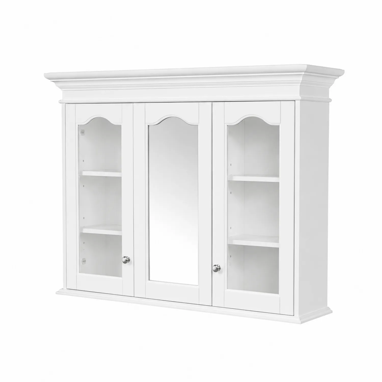 Badezimmerspiegelschrank Holz Weiß 120cm x 75cm x 25cm