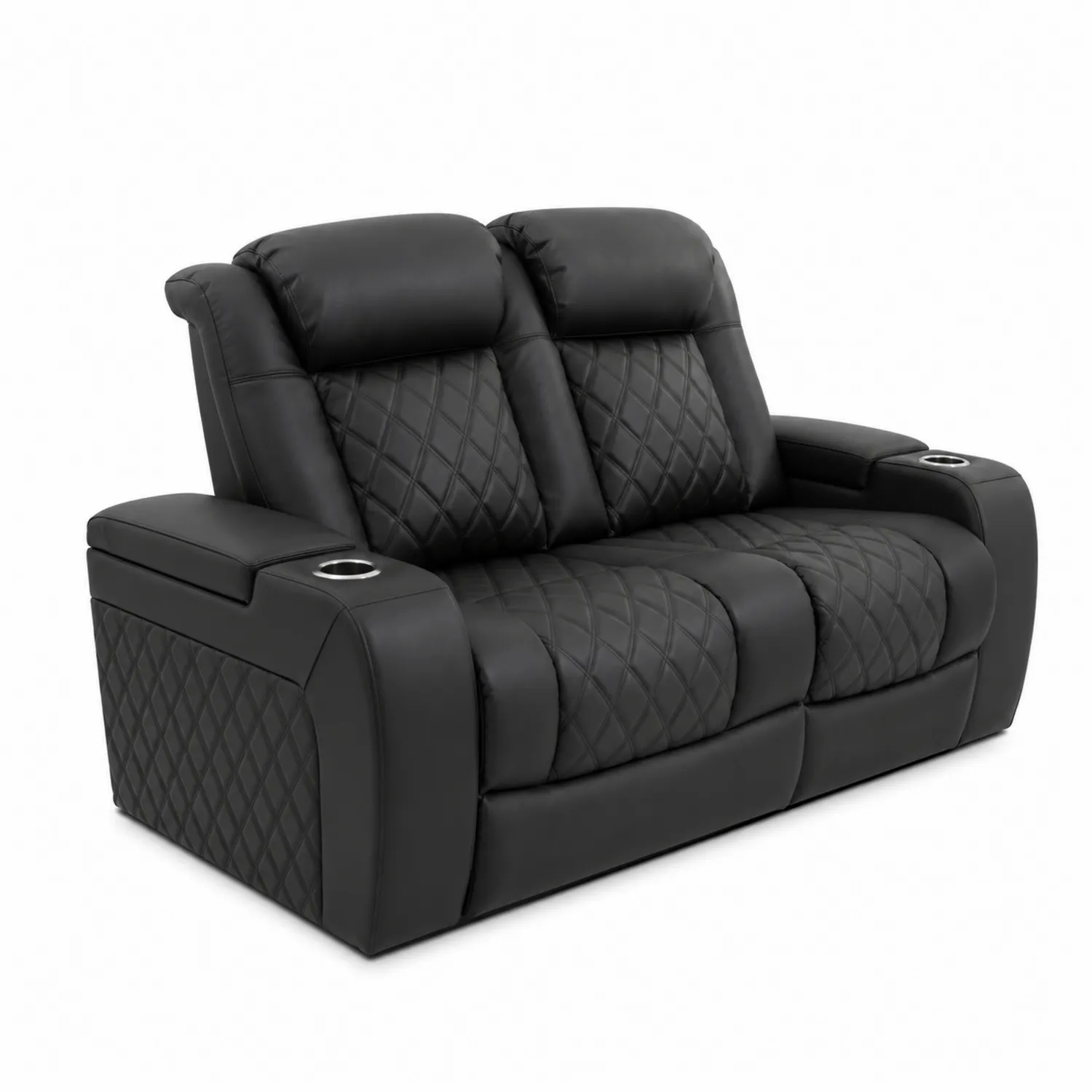 Sofa aus PU-Leder mit Getränkehalter, Schwarz