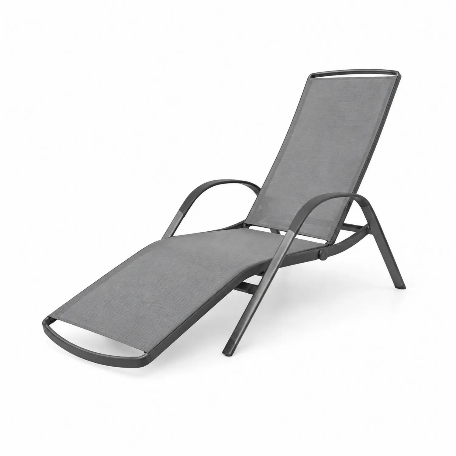 Aluminium-Liegestuhl Textilene Grau 200 cm