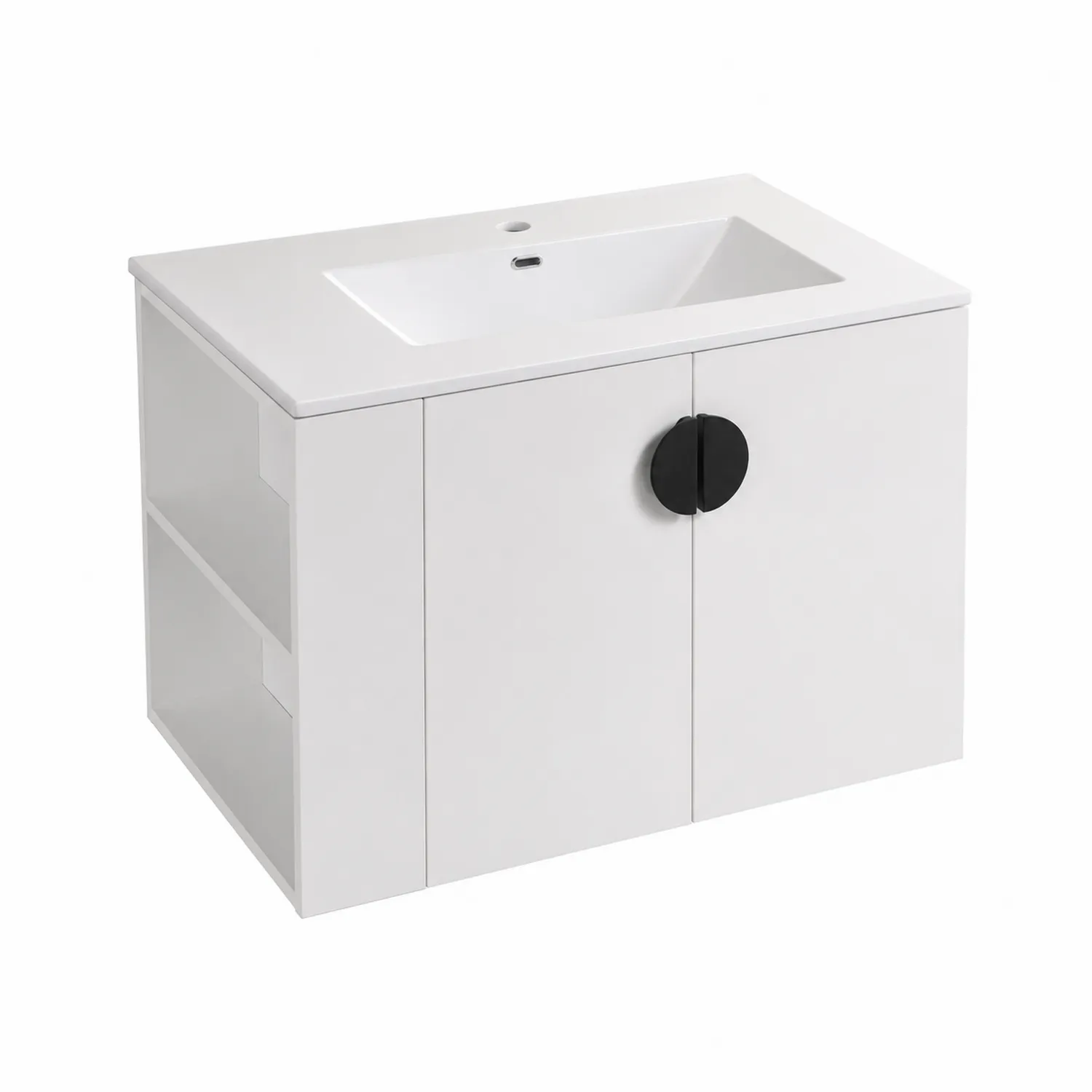 Waschtisch Weiß mit Keramikbecken und MDF-Schrank