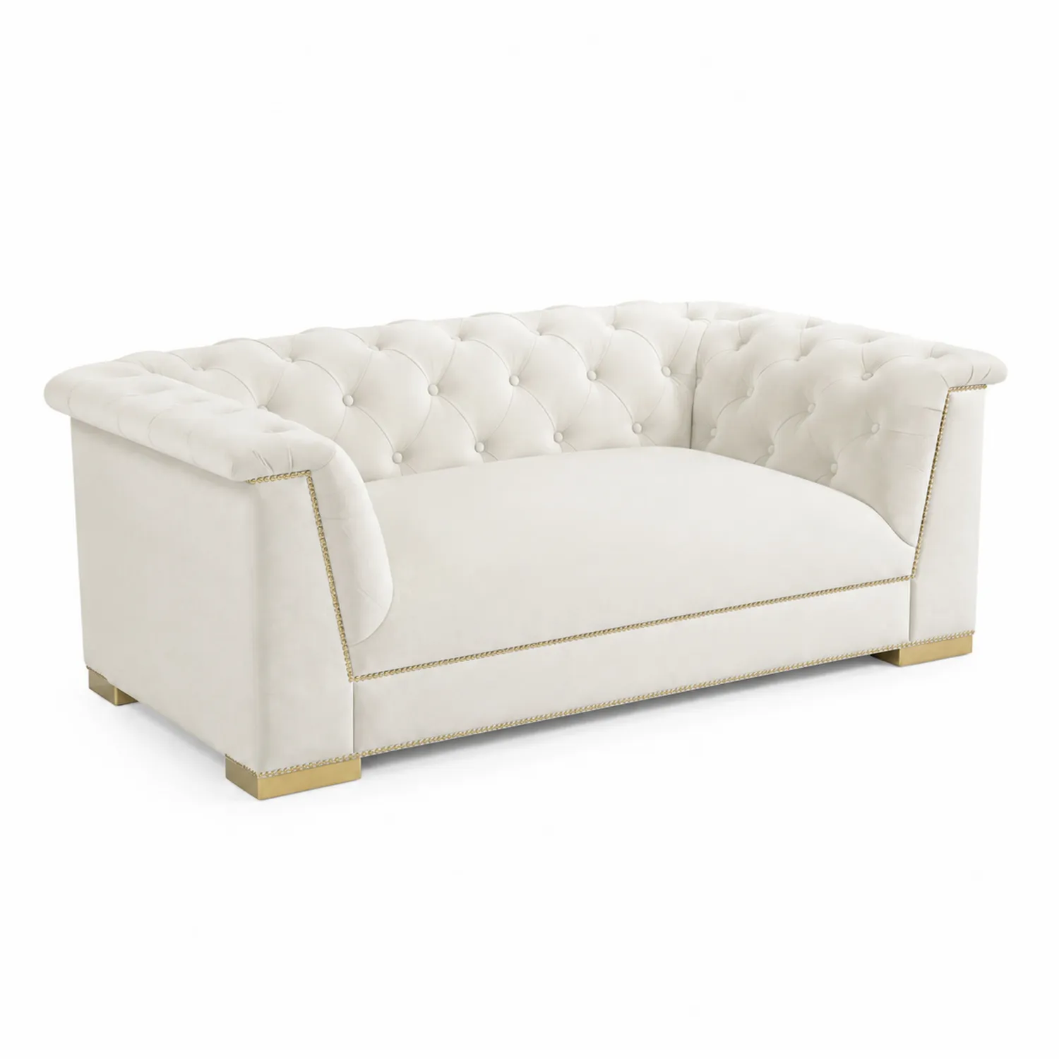 Zweisitzer Sofa Samt Creme 150x85x72cm