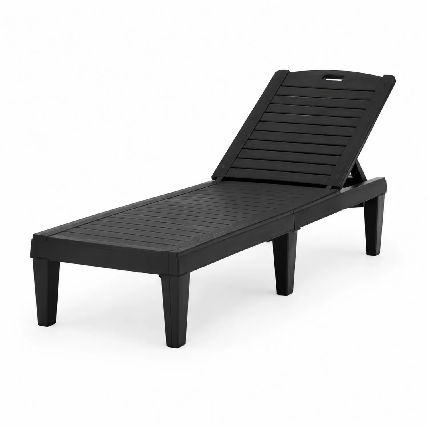 Liegestuhl Kunststoff Schwarz 195 cm