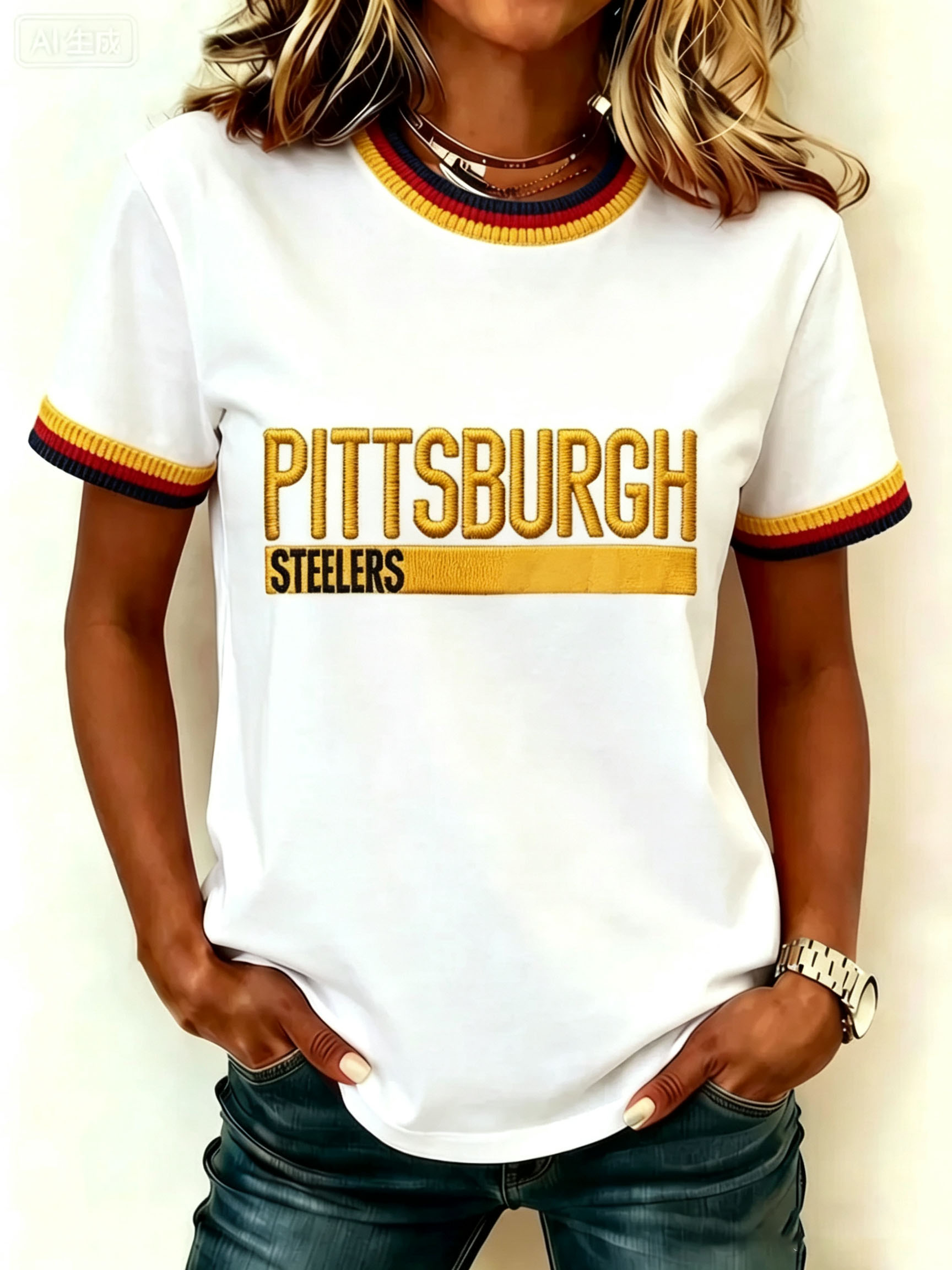 Women's Casual Steelers Print T-Shirt