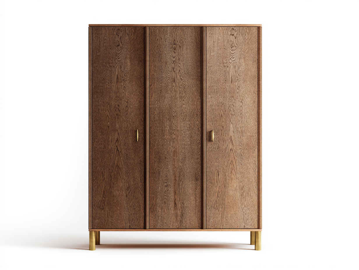 Kleiderschrank Holz mit 3 Türen 140x55x190 cm - braun - modernes Design-Lonoroloft