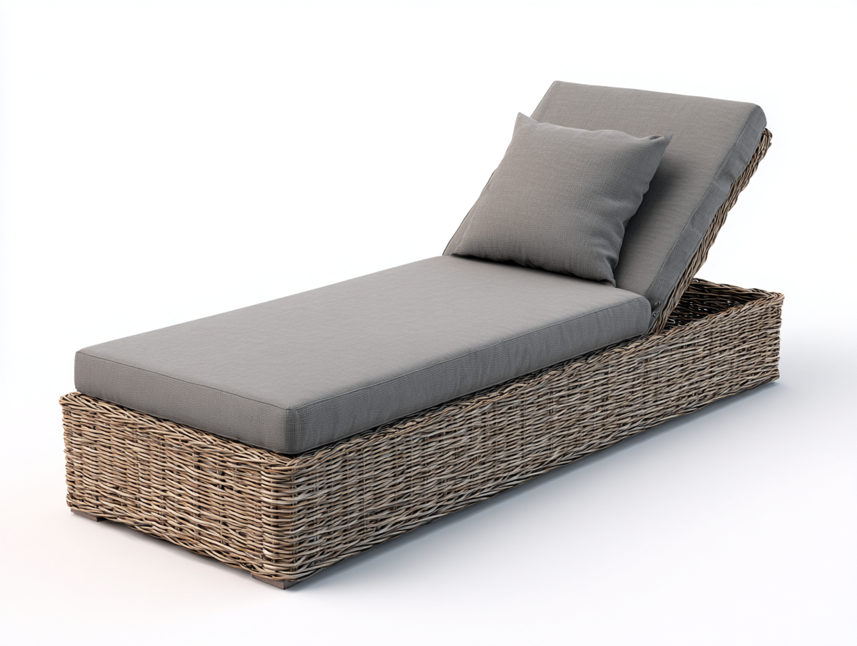 Sonnenliege Polyrattan 200x70x35 cm - Braun-Grau - Verstellbare Rückenlehne mit Kissen-Lonoroloft