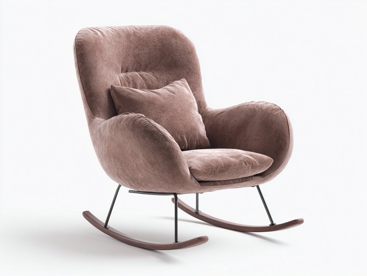 Schaukelstühle Stoff braun mit Metallgestell 72x90x98 cm - braun-schwarz - modernes Design-Lonoroloft