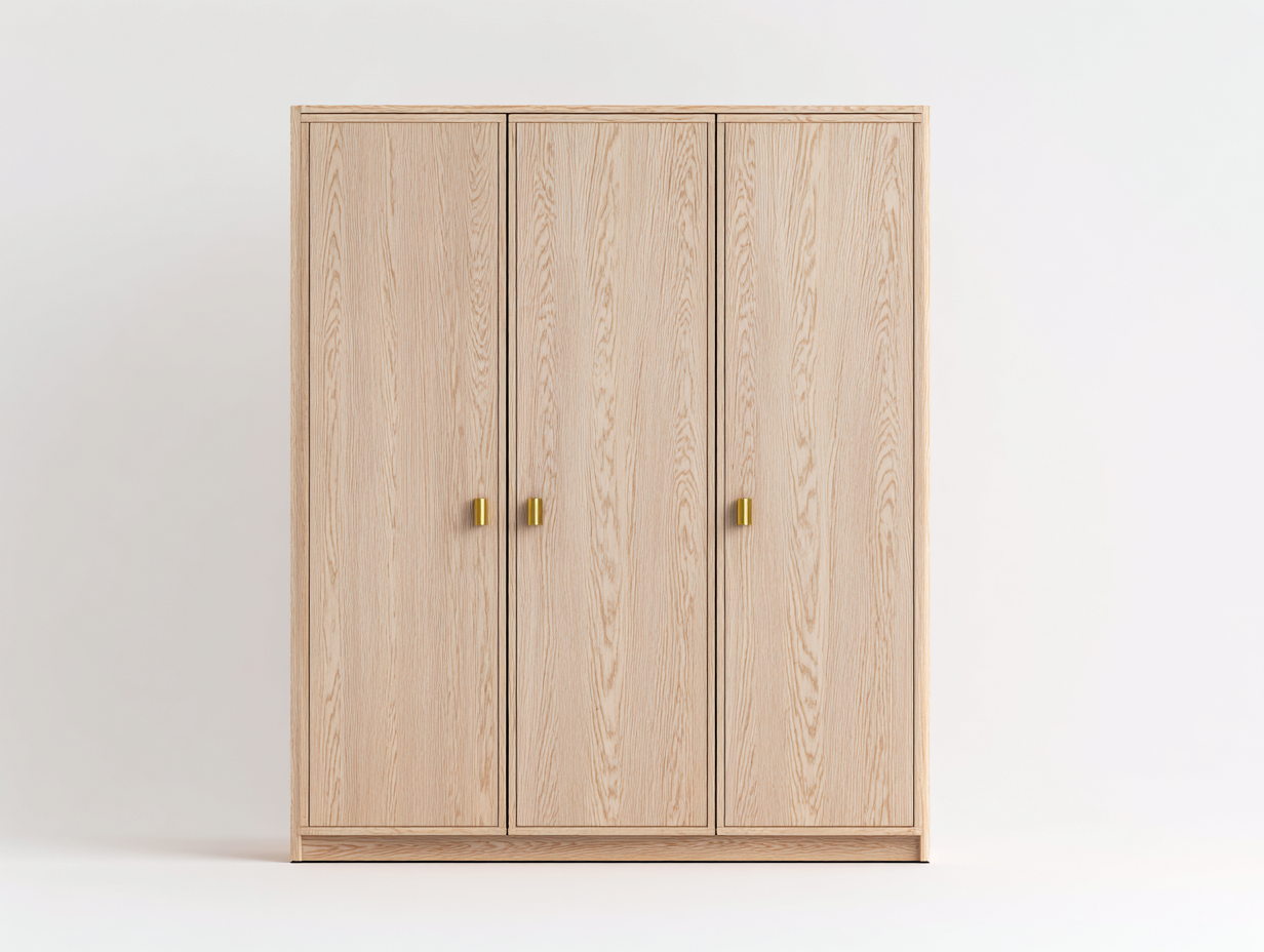 Kleiderschrank Holz 150x60x200 cm Natur - Modernes Design mit Stauraum-Lonoroloft