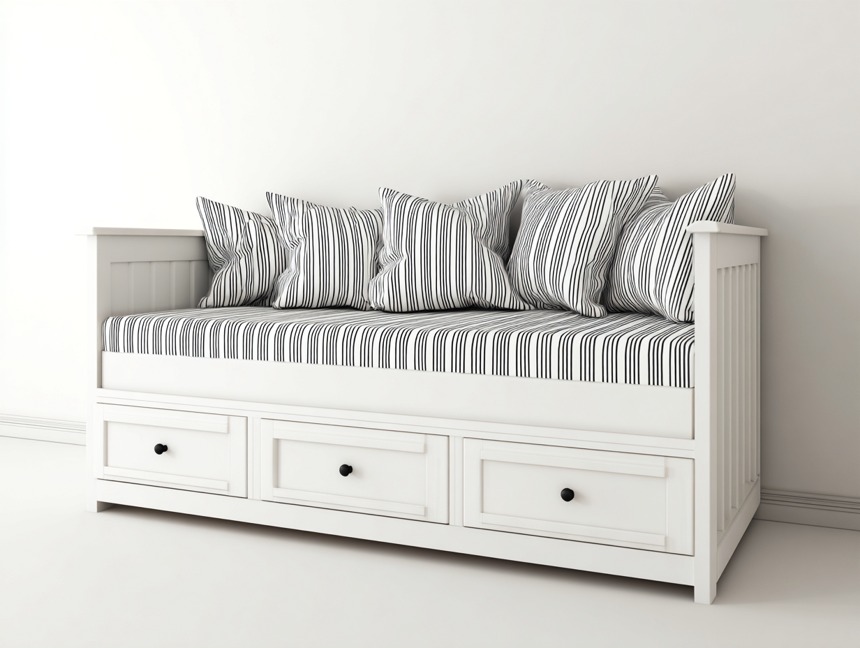 Schlafsofa Holzwerkstoff 180x85x75 cm Weiß Wohnzimmer Gepolstert Landhausstil-Lonoroloft