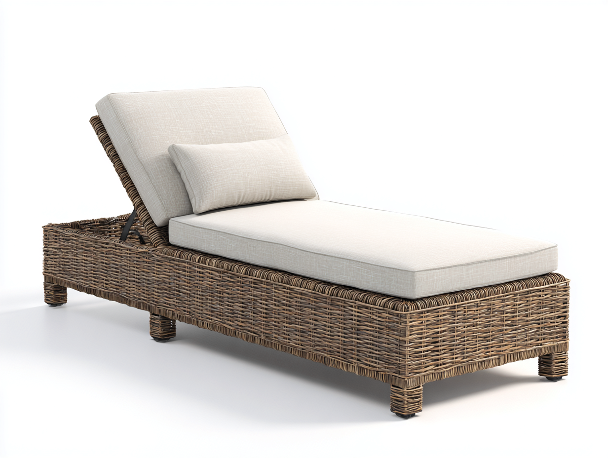 Sonnenliege Rattan Stoff 195x70x88 cm Braun - Verstellbare Rückenlehne-Lonoroloft
