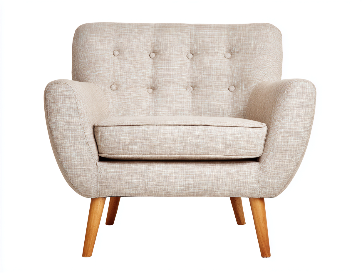 Sessel Stoff Holz 85x75x80 cm - Beige-Natur - Modernes Design für Wohnzimmer und Schlafzimmer-Lonoroloft