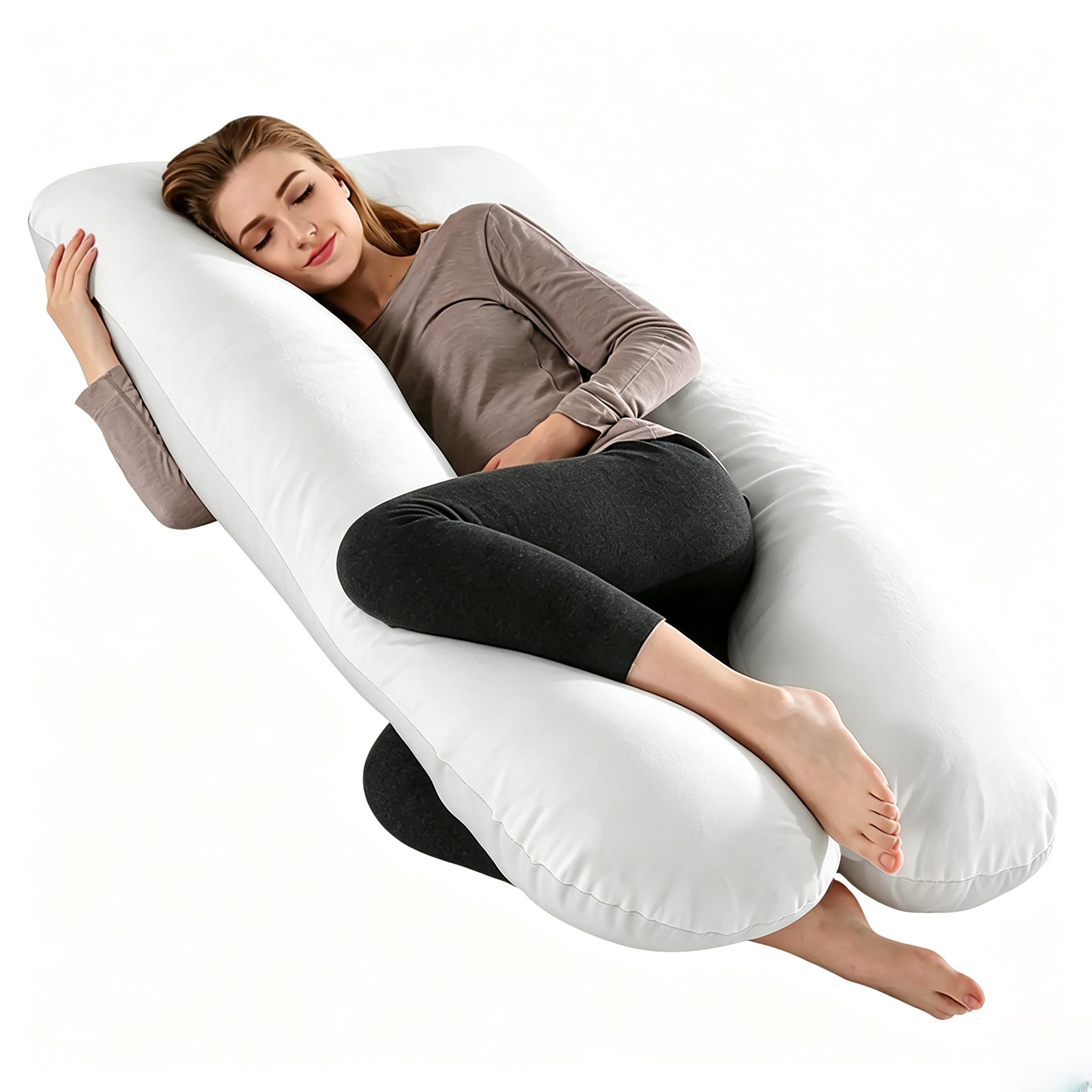 Ergonomic U‑Shaped Maternity Support Pillow, Soft Multi‑Functional Full‑Body Pillow for Pregnant Women & Side Sleepers, Supports Back, Legs & Belly, Ideal for Sleeping, Reading & TV Rest, Thoughtful Gift for Expecting Mothers