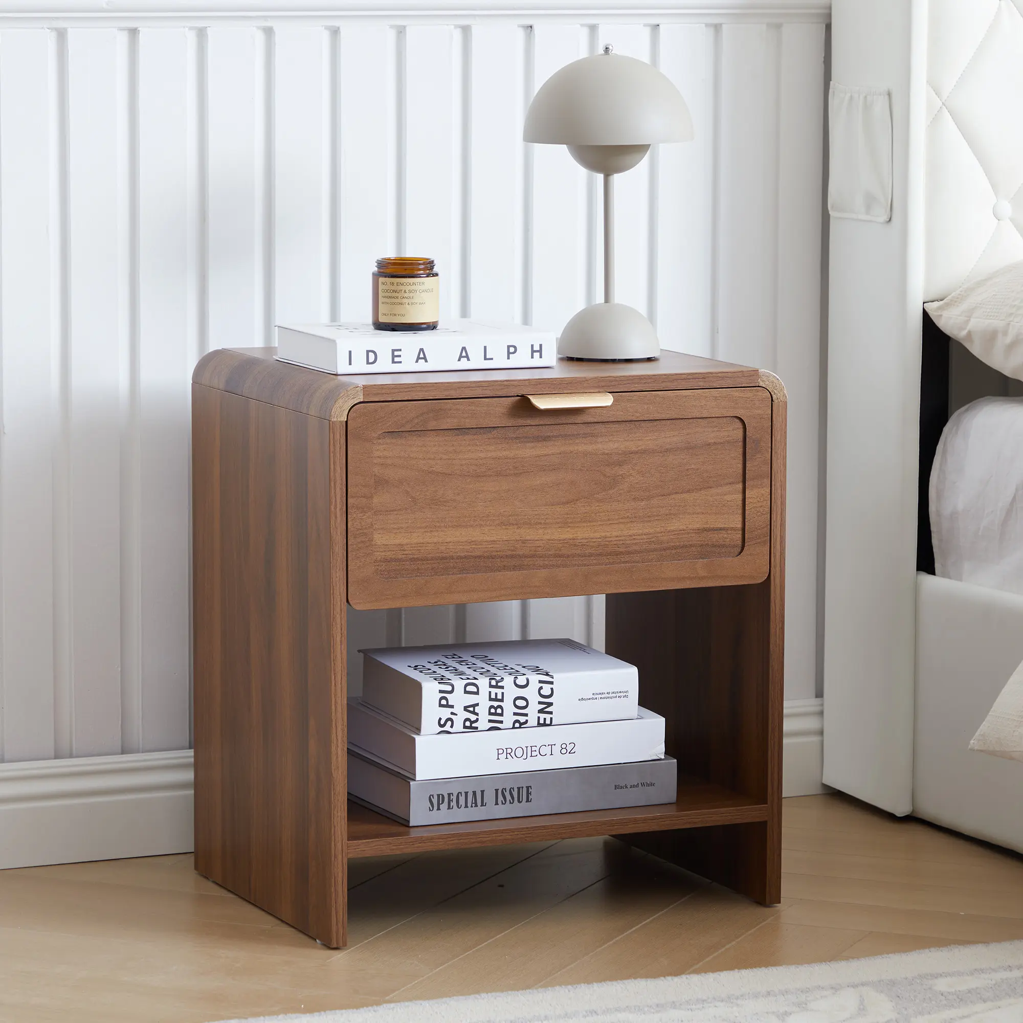 Fluted/Modern Nightstand Set of 2