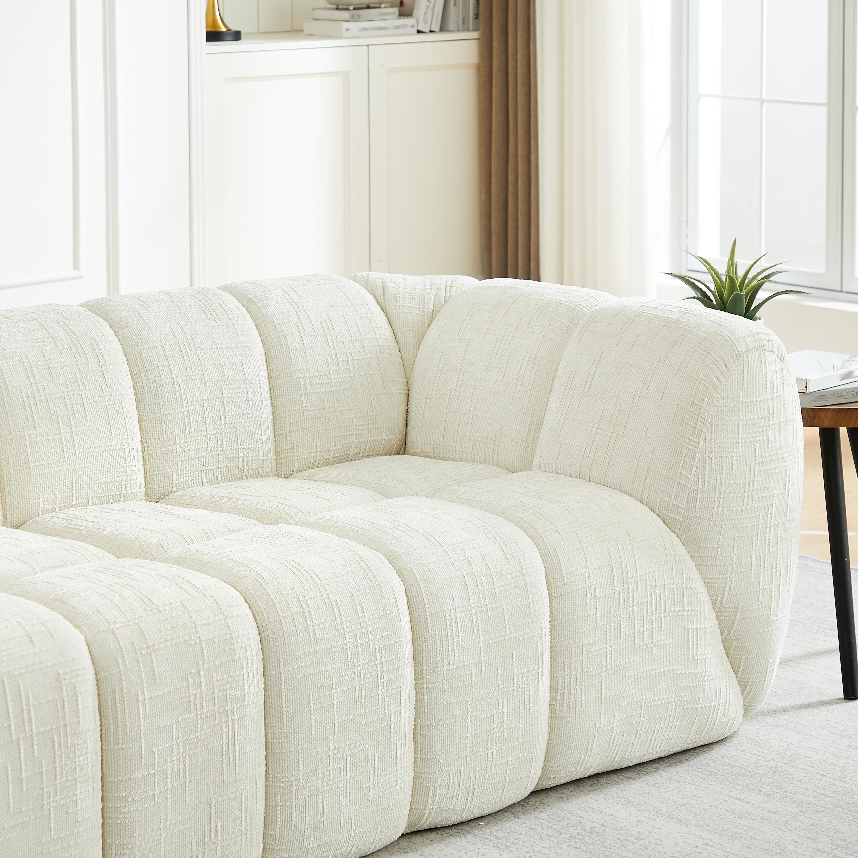  [Bellemave]  Modern Quilted Cloud Sofa, Deep-Seat Chenille Pure Foam Sofa, Comfortable Couch, Suitable for Living Rooms, Bedrooms, and Apartments