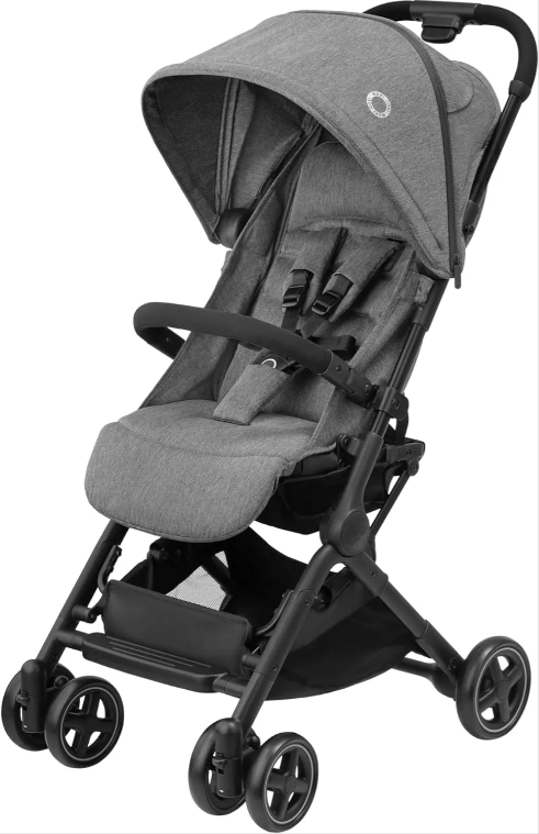 Lightweight Compact Baby Stroller for 0-4 Years (Up to 22kg), Automatic One-Hand Fold, 3 Reclining Positions with Full Lie Flat Mode, Comes with Shoulder Strap, Essential Black