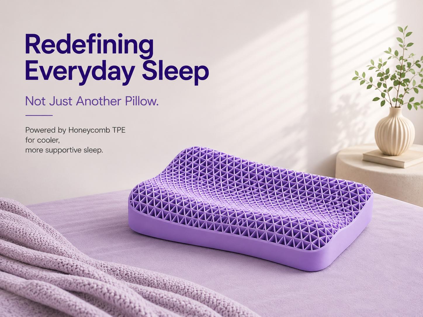 Cooling Honeycomb TPE Pillow, Ergonomic Neck Support Pillow, Breathable & Fully Washable, High-Elastic Cervical Pillow for Side & Back Sleepers Cooling Honeycomb TPE Pillow, Ergonomic Neck Support Pillow, Breathable & Fully Washable, High-Elastic Cervical Pillow for Side & Back Sleepers