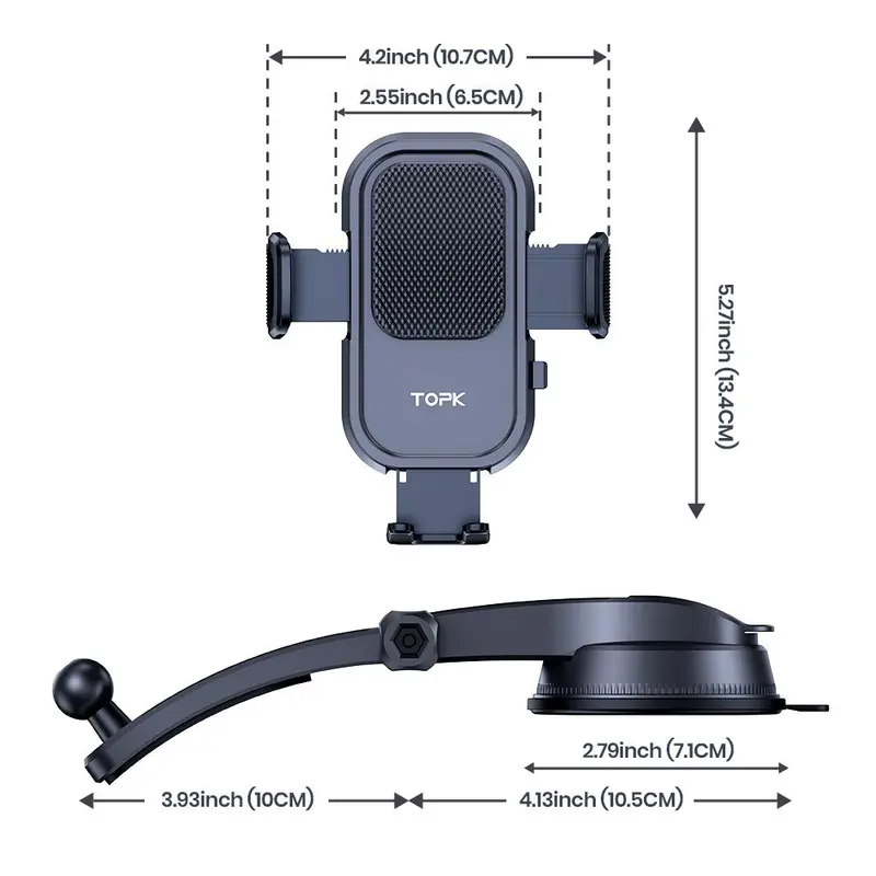 360° Rotation Suction Cup Car Phone Holder, Phone Suction Pad Dashboard Navigation Mount, Universal Smartphone Holder, Adjustable Hands-Free Phone Mount for Car Dashboard