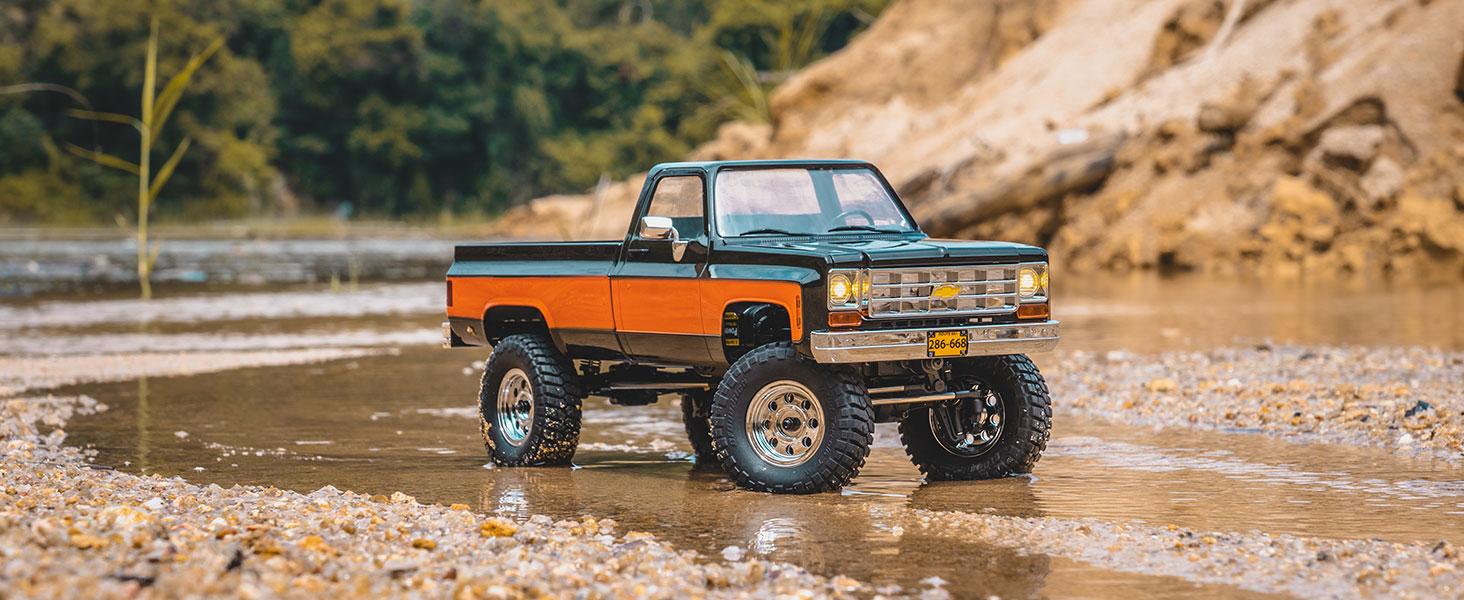FMS 1/18 RC Crawler FCX18S Chevy K10 S RC Truck RTR RC Car Model Car 8km/h 4WD 900mAh Hobby RC Cars Remote Control Car with LED Lights Vehicle 4-Ch 2.4GHz Transmitter Outdoorfun Fathersdaygift Chevrolet Chassis