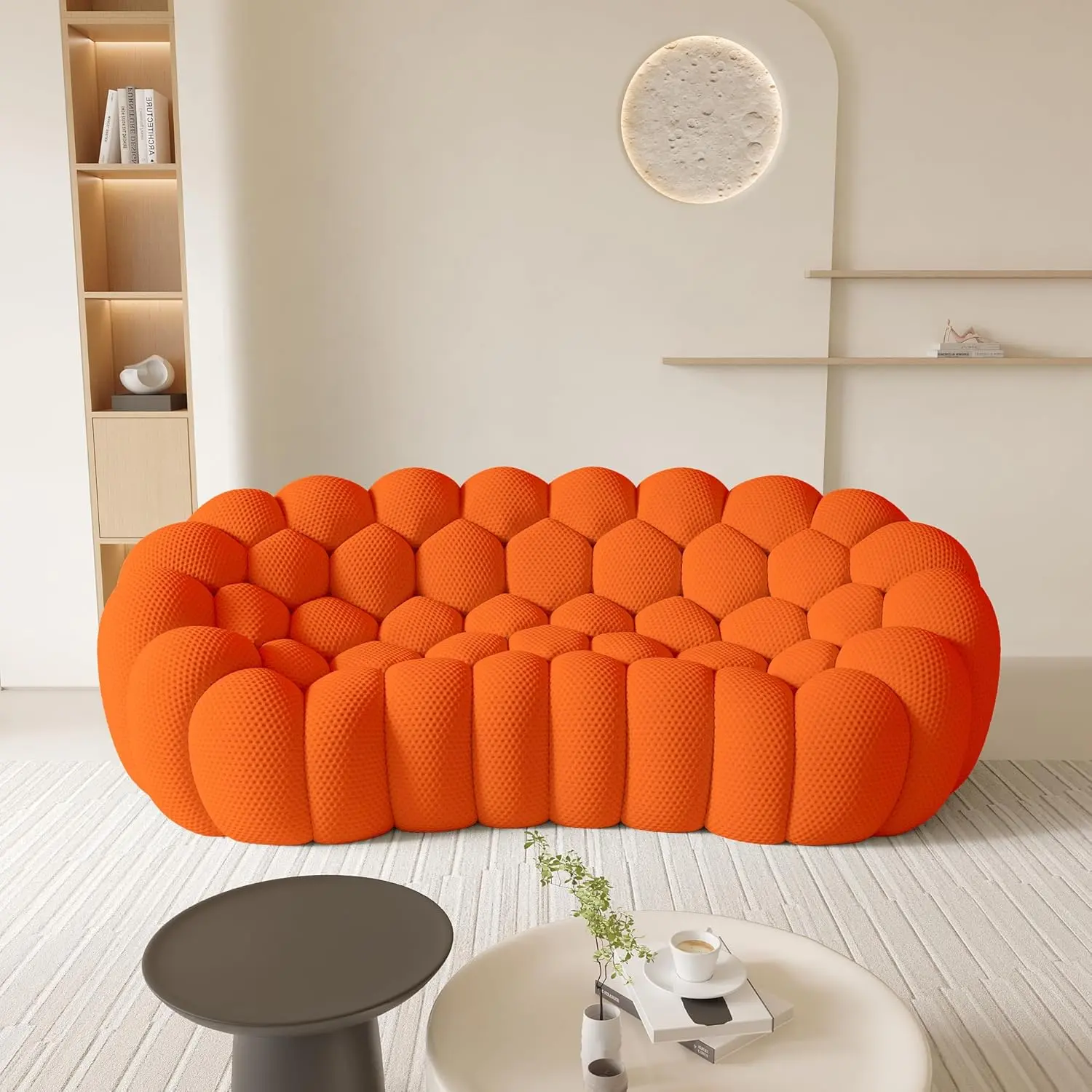 Bubble Curved Sofa, 98.43" Breathable Mesh Large Couch for Living Room, Office & Apartment