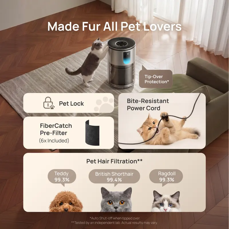 DREO Smart Pet Air Purifier 539AS - HEPA Air Cleaner