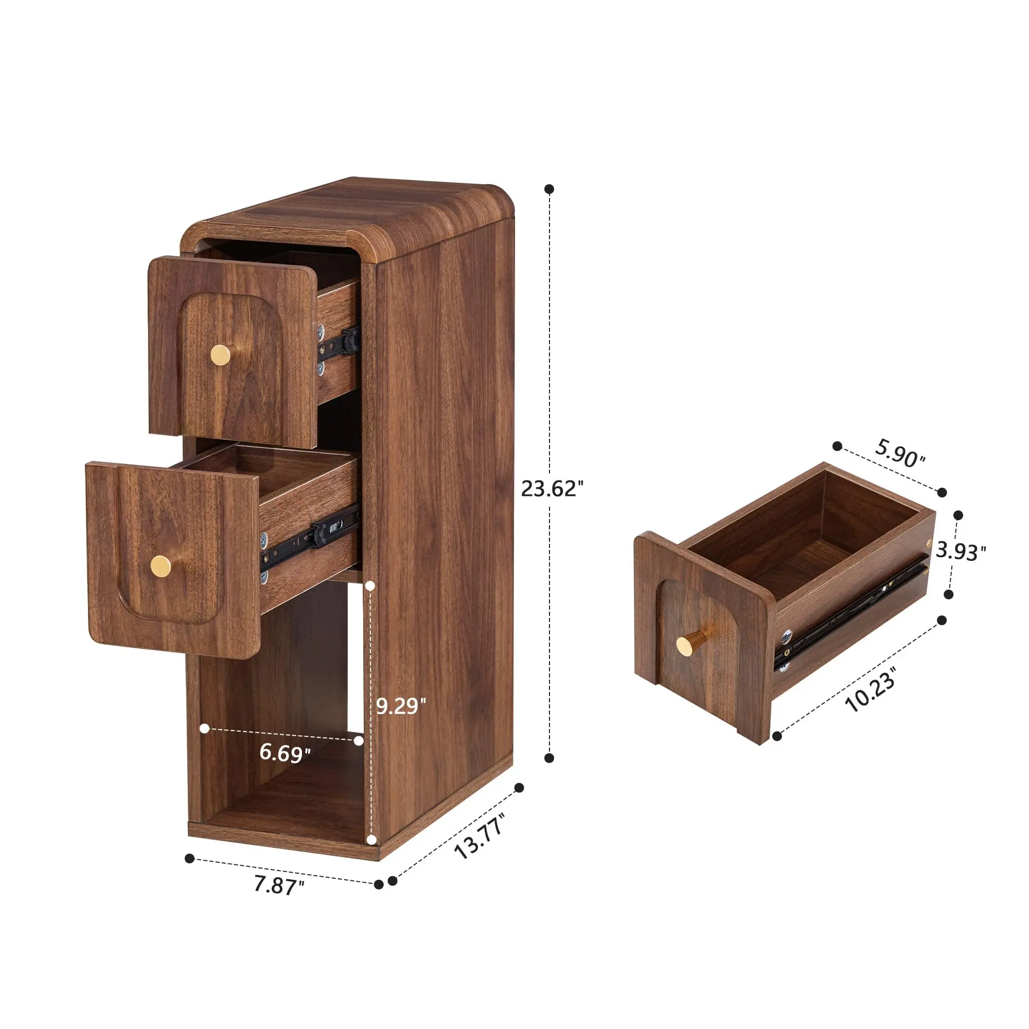 Narrow Nightstand with 2 Drawers
