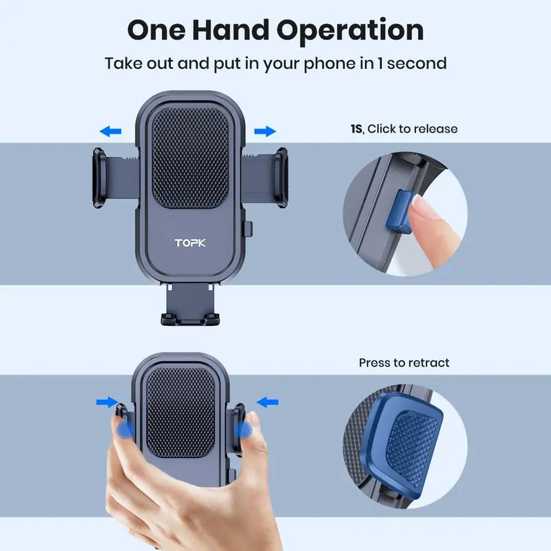 360° Rotation Suction Cup Car Phone Holder, Phone Suction Pad Dashboard Navigation Mount, Universal Smartphone Holder, Adjustable Hands-Free Phone Mount for Car Dashboard