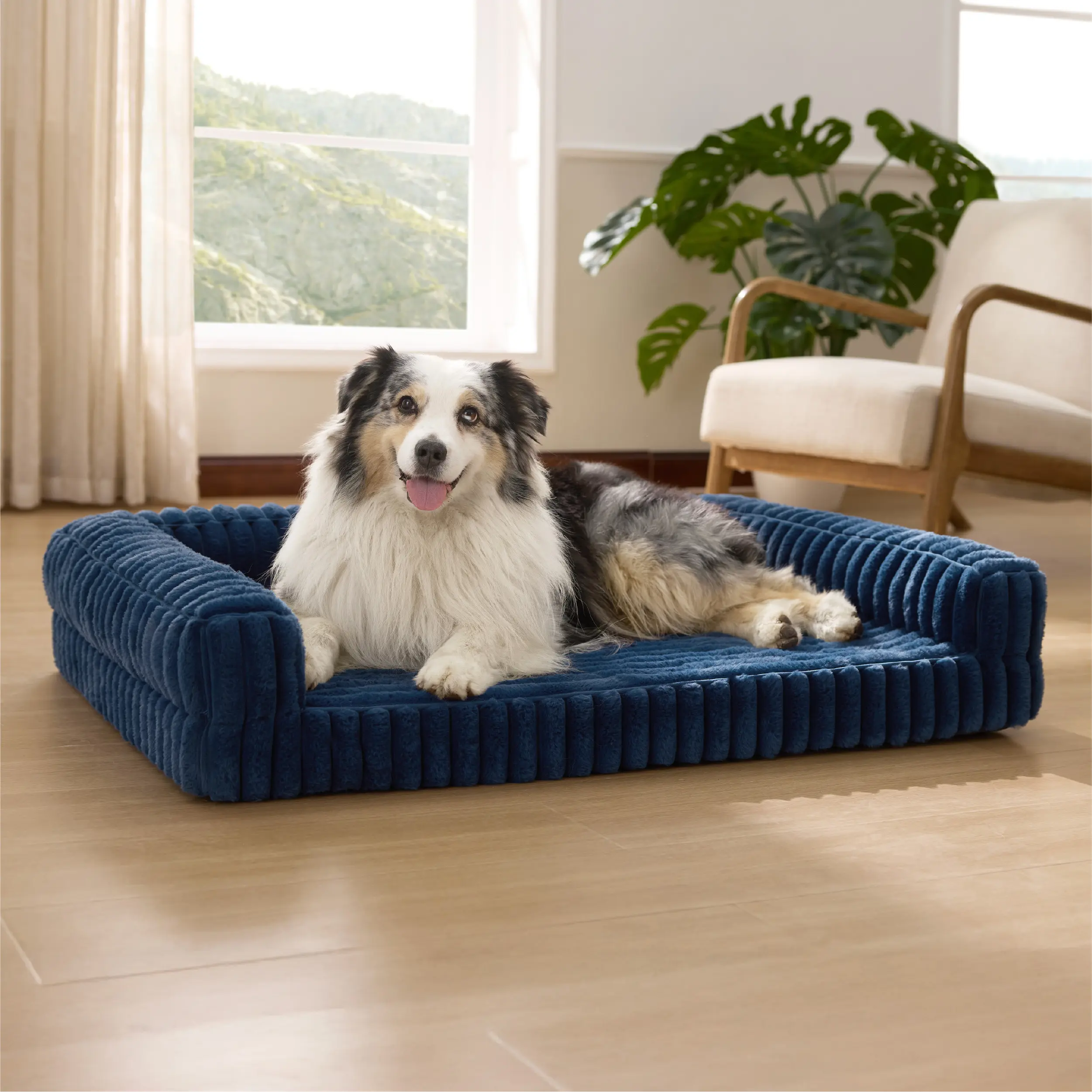 Soft Fleece Large Dog Bed, Supportive Egg‑Crate Foam Pet Bed with Non‑Slip Bottom for Big Dogs