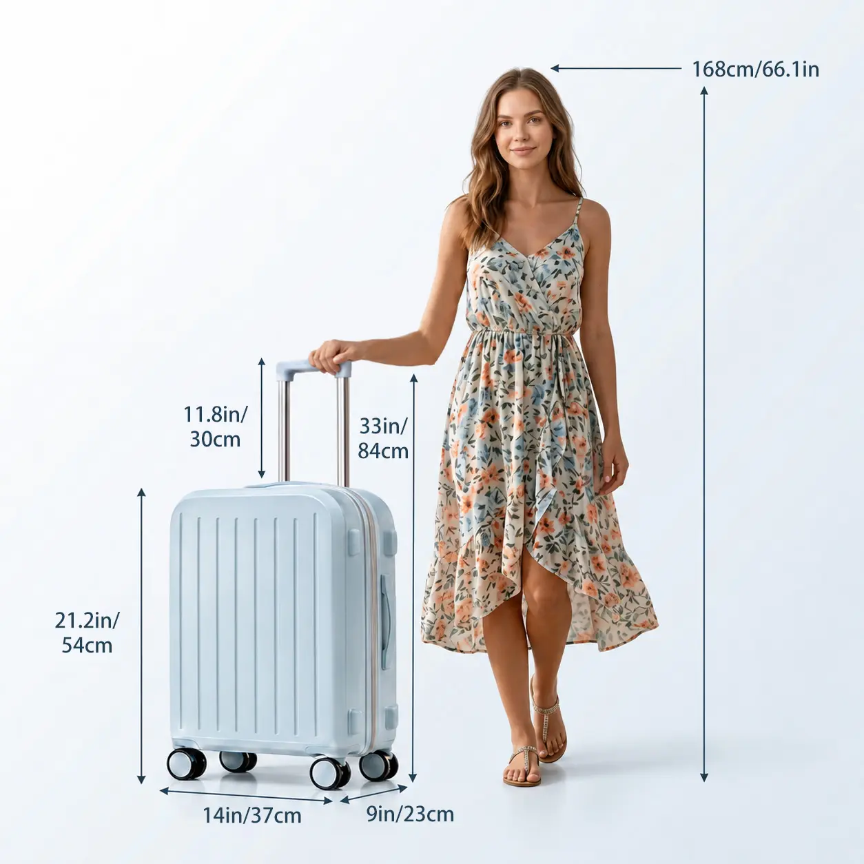 20-inch ABS+PC Hardshell Luggage Set Blue