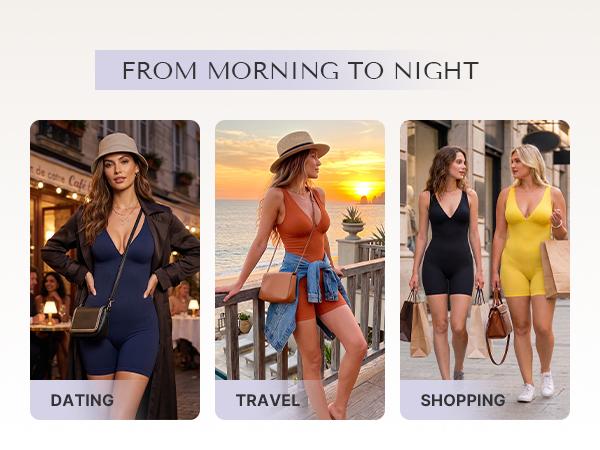 SHAPELLX Deep V Sculpt Bodycon Stretch Shorts Jumpsuit Romper Tummy Control Boyleg Bodysuit SHAPELLX Deep V Sculpt Bodycon Stretch Shorts Jumpsuit Romper Tummy Control Boyleg Bodysuit