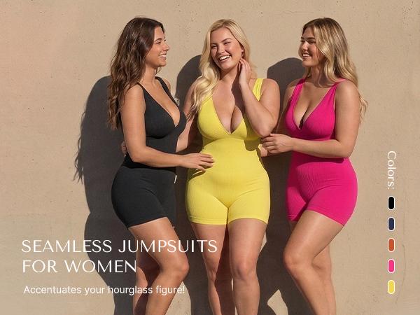 SHAPELLX Deep V Sculpt Bodycon Stretch Shorts Jumpsuit Romper Tummy Control Boyleg Bodysuit SHAPELLX Deep V Sculpt Bodycon Stretch Shorts Jumpsuit Romper Tummy Control Boyleg Bodysuit