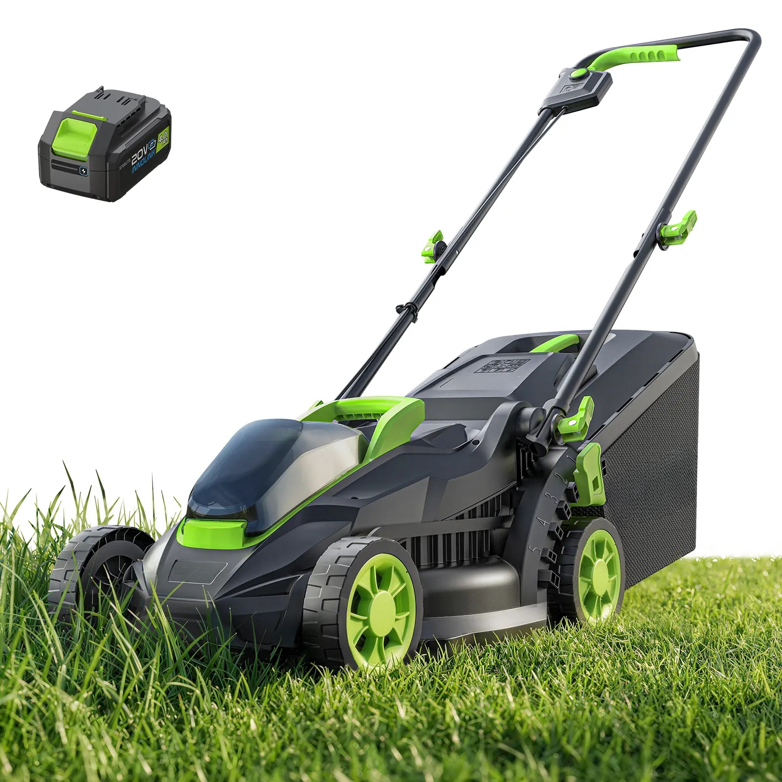 20V 13-Inch Brushless Cordless Lawnmower, 4.0Ah Battery & Charger Included, Ultra-Light Push Mower, 8-Gal Collection Bag, 2-in-1 Mulch & Bag for Small Lawns