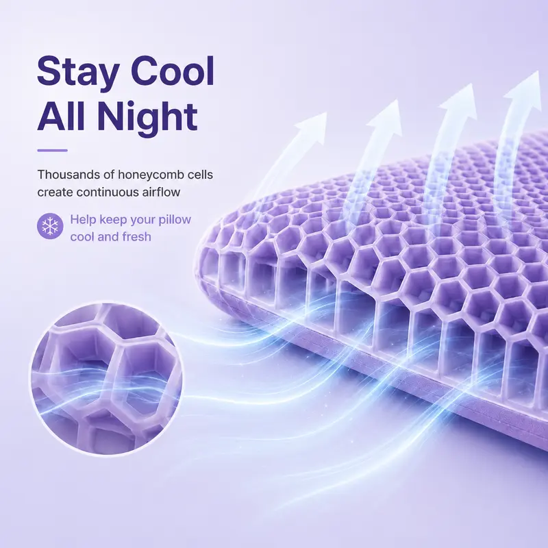 Cooling Honeycomb TPE Pillow, Ergonomic Cervical Neck Support Pillow, Breathable Fully‑Washable High‑Elastic Pillow for Side & Back Sleepers
