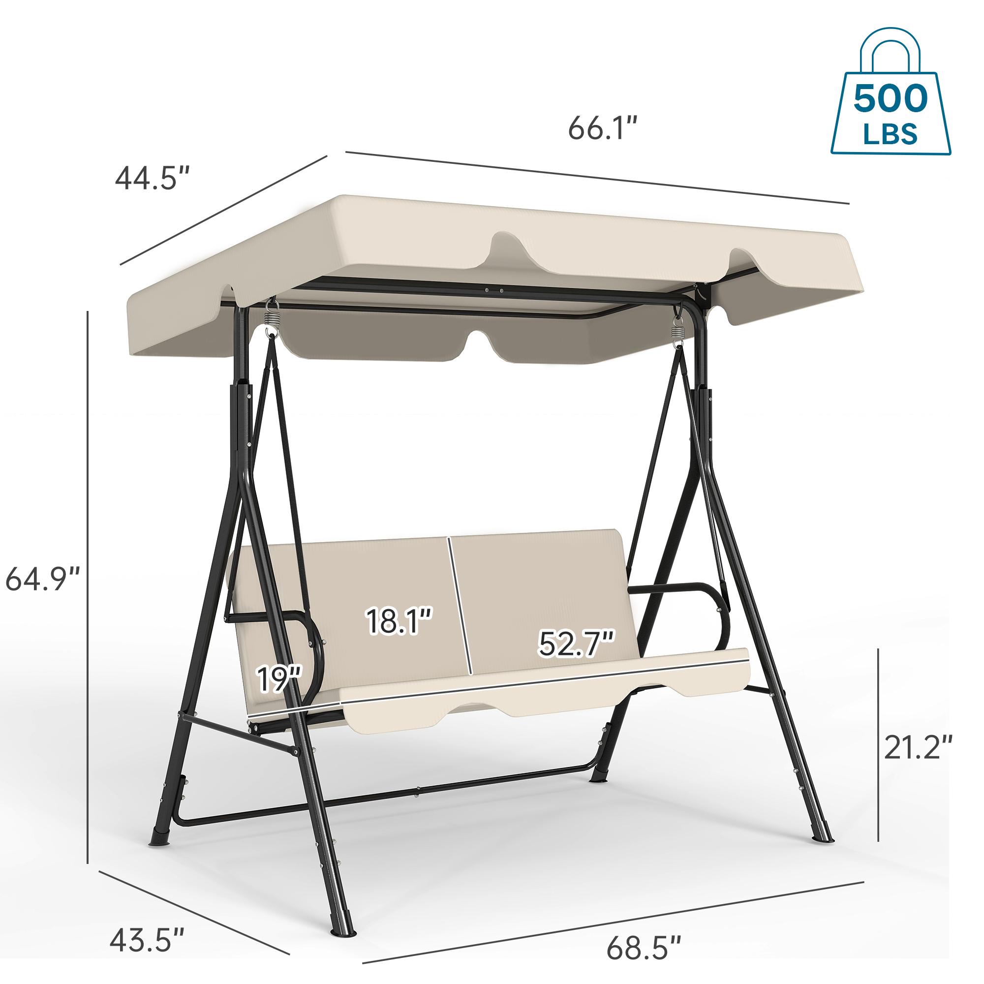 3-Seat Patio Swing Chair with Canopy, Weather-Resistant Glider with Removable Cushion for Outdoor Backyard Porch summergarden,home decor,camping essentials