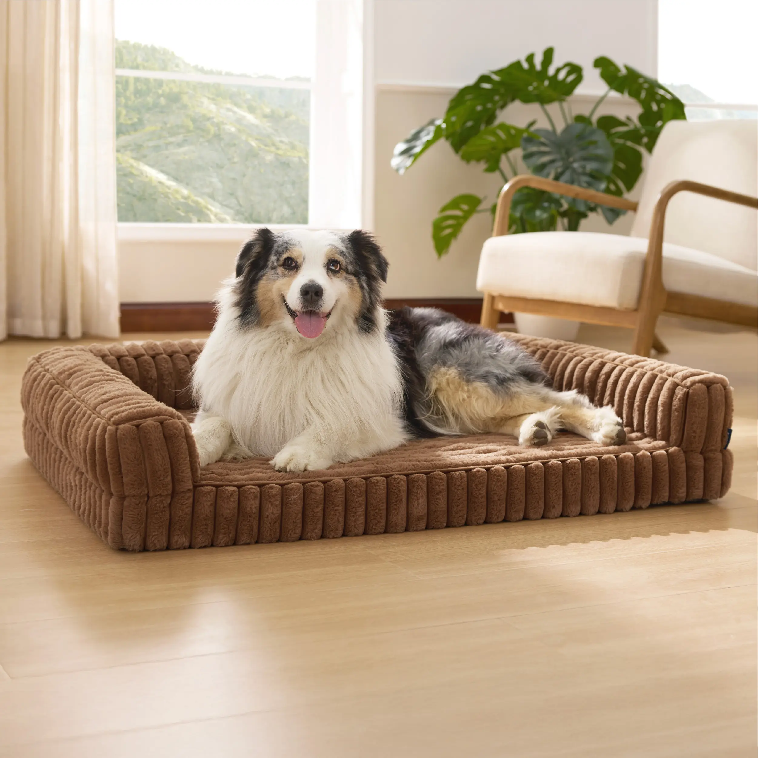 Soft Fleece Large Dog Bed, Supportive Egg‑Crate Foam Pet Bed with Non‑Slip Bottom for Big Dogs