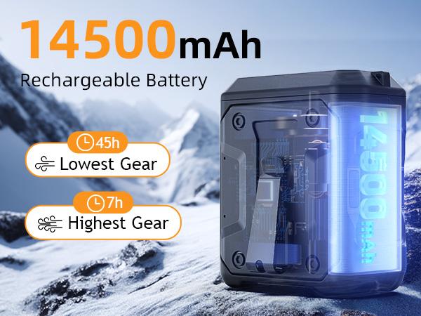 FrSara Waist Fan, 14500mAh PowerBank & 24H Runtime, Portable Rechargeable Fan, 5-Speed w/Lanyard, Flash Light, LED Display, Clip on Wearable Belt for, Hiking, Jobsite Warehouse, Outdoor Work, Golf, Military Life, Gift for Men, Father's Day Gift