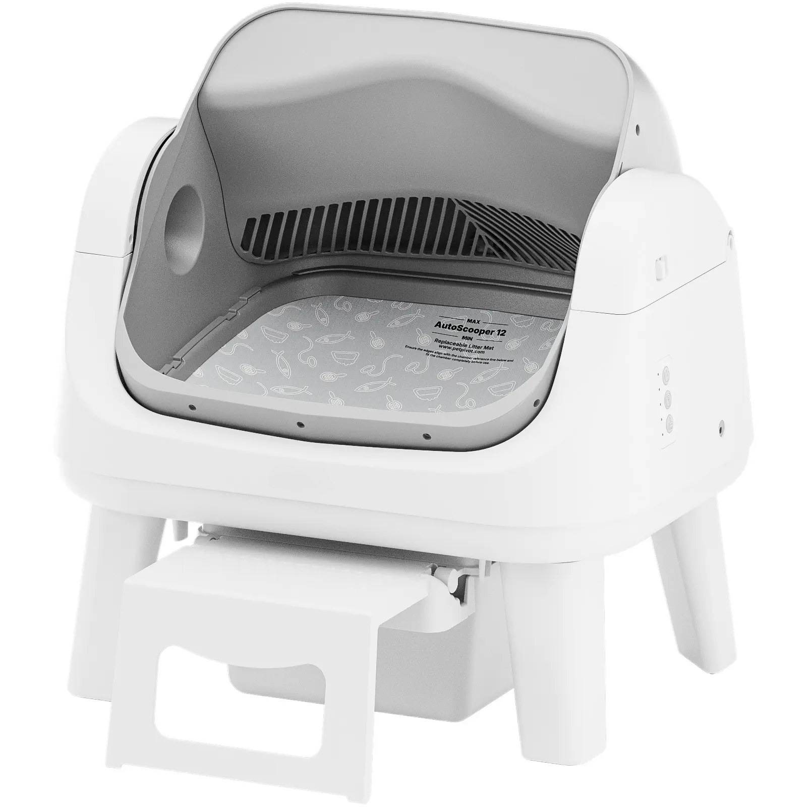 Open-Top Automatic Cat Litter Box Grey-White, 28lb Capacity