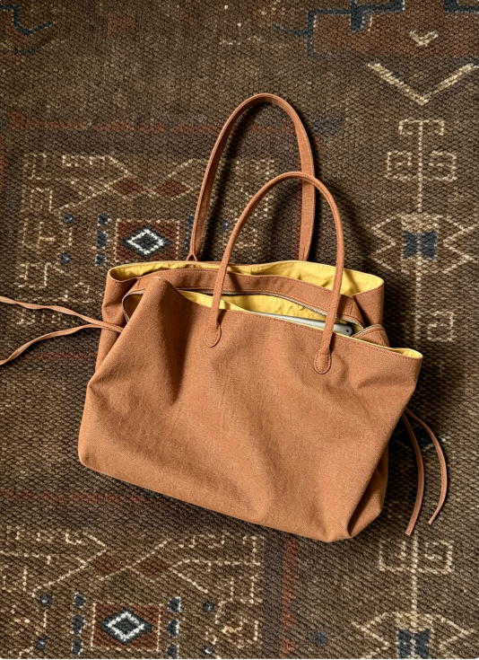 Contrast Lining Nylon Tote Bag, 2-Way Wear Waterproof Laptop Crossbody Bag