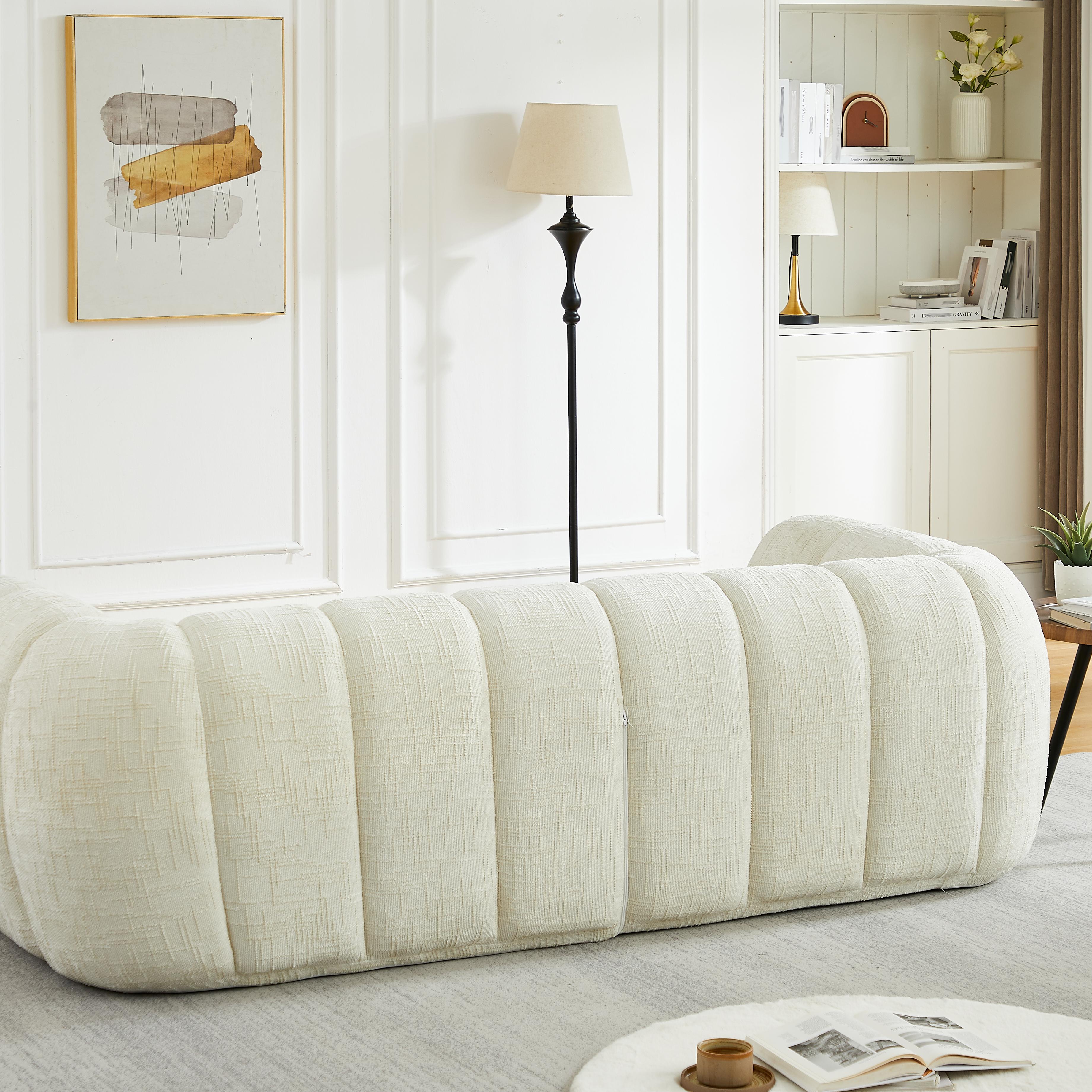  [Bellemave]  Modern Quilted Cloud Sofa, Deep-Seat Chenille Pure Foam Sofa, Comfortable Couch, Suitable for Living Rooms, Bedrooms, and Apartments