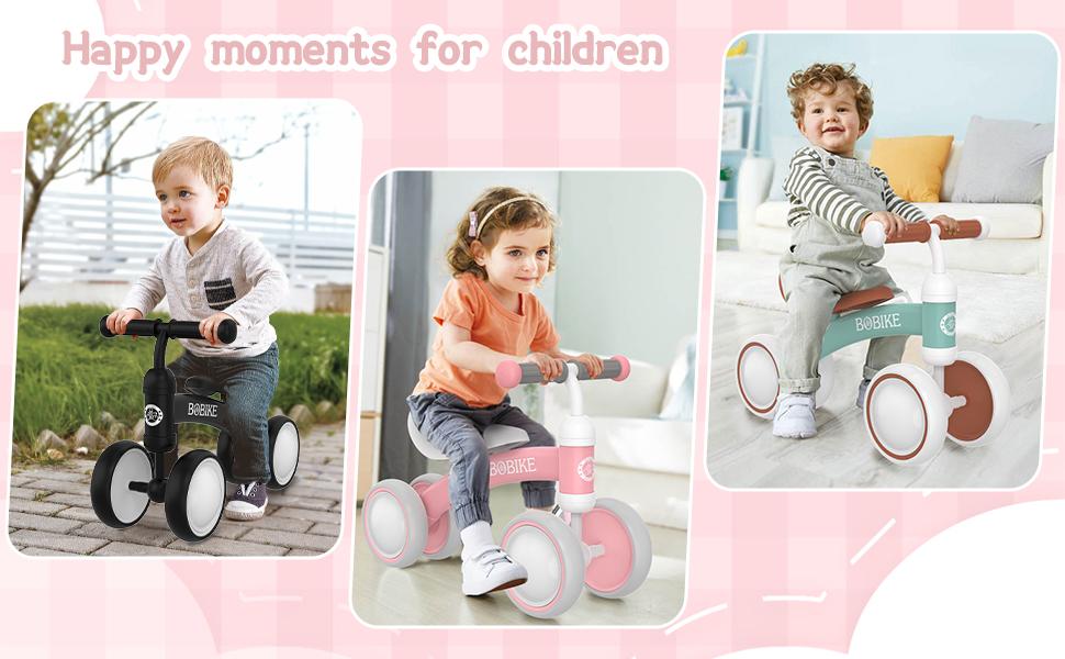 #Summerwins ，Bobike Baby Balance Bike Toy for Kids Colorful 4-Wheel No Pedal Bicycle for Toddlers Best First Birthday Gift Walker Toy for Boys & Girls Trike Foldable Scooter