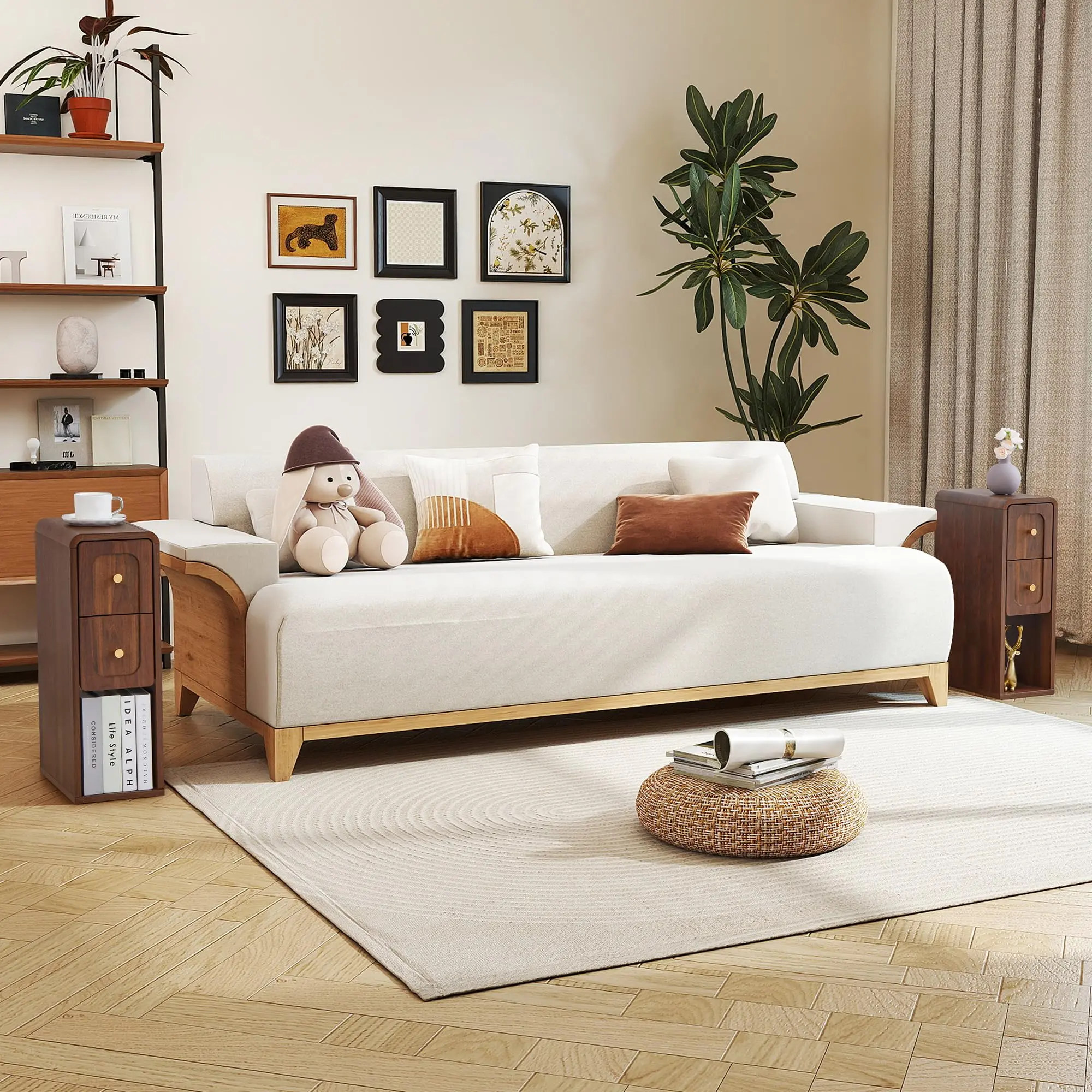 Narrow Nightstand with 2 Drawers