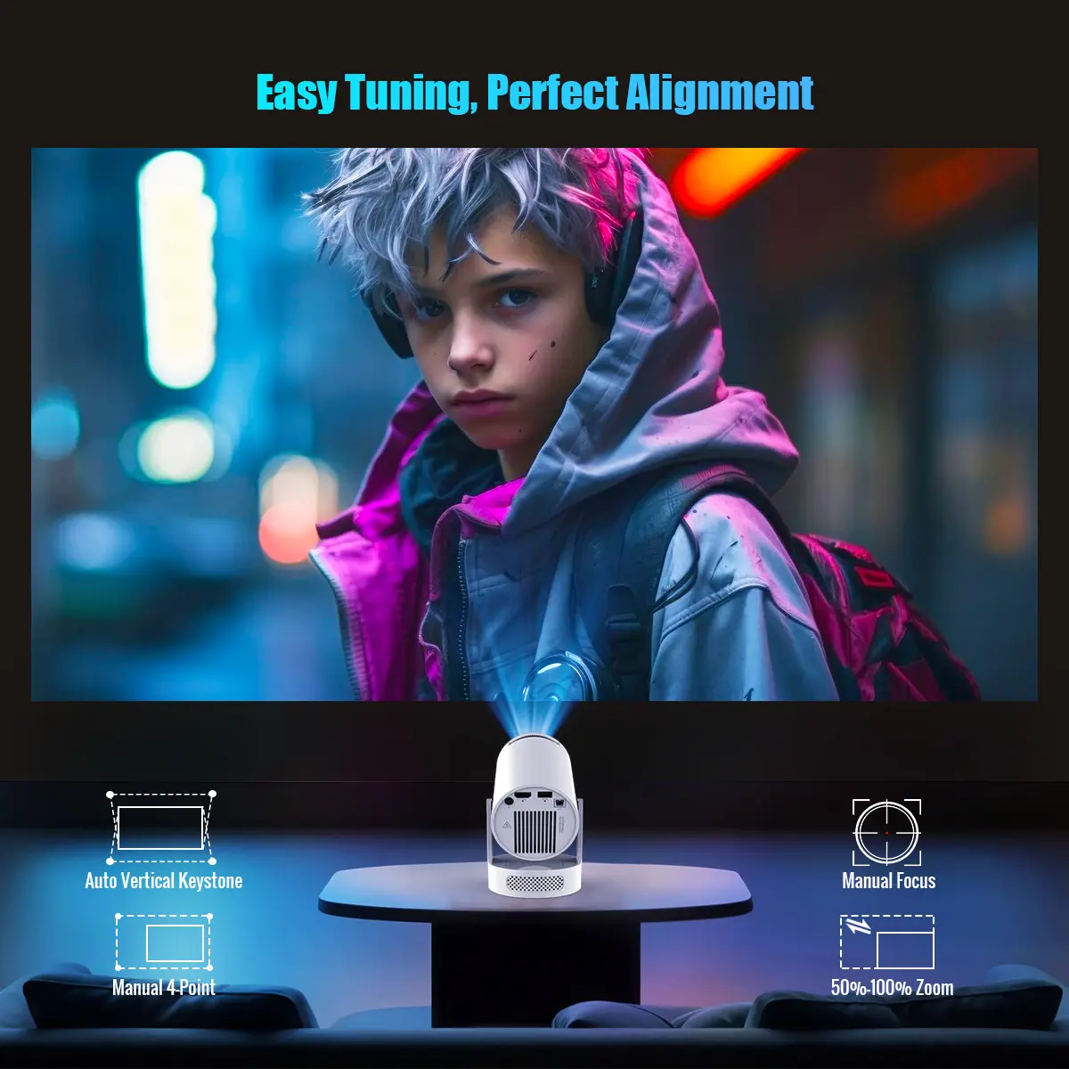 HY300Pro+ Mini Projector 290ANSI 4K Support