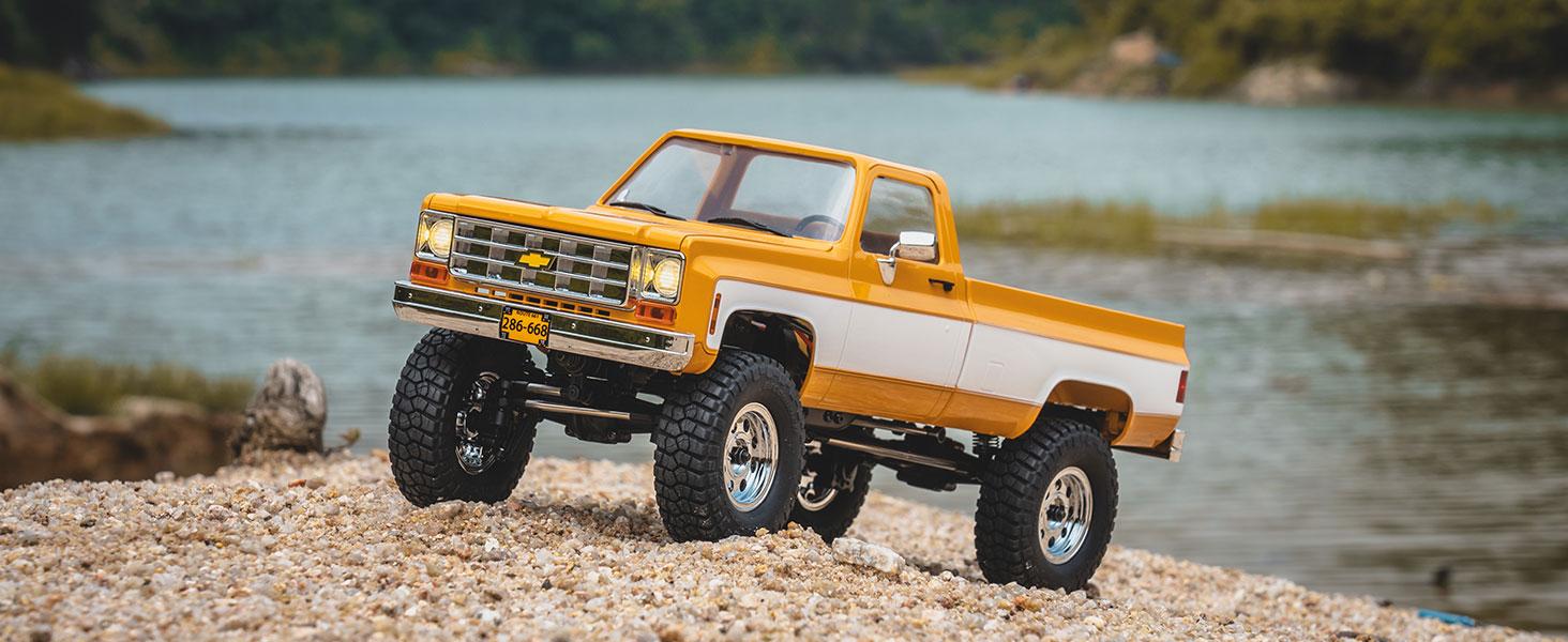 FMS 1/18 RC Crawler FCX18S Chevy K10 S RC Truck RTR RC Car Model Car 8km/h 4WD 900mAh Hobby RC Cars Remote Control Car with LED Lights Vehicle 4-Ch 2.4GHz Transmitter Outdoorfun Fathersdaygift Chevrolet Chassis