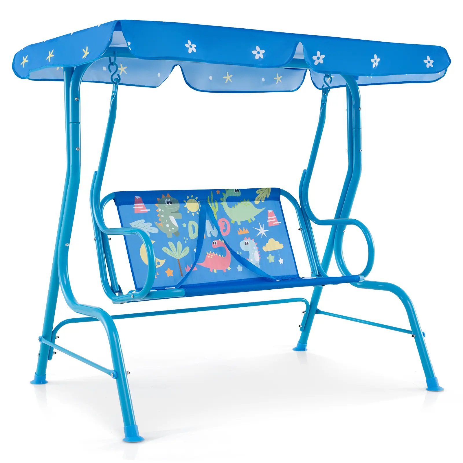 2‑Seater Kids Patio Swing Chair, Outdoor Porch Swing Bench with Removable Canopy for Garden & Backyard