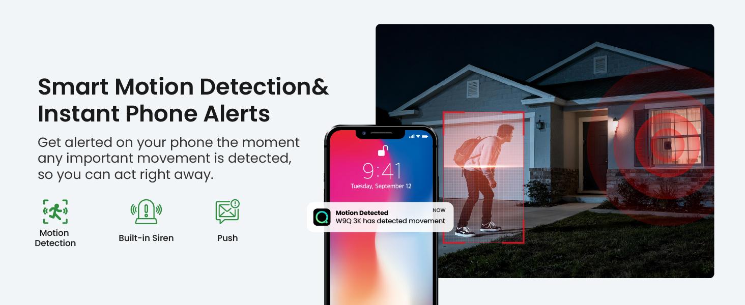 HomiQ Life Window Security Camera 3MP 2K, Indoor WiFi Cameras 2.4GHz/5GHz with Colorvue AI Color Night Vision, Motion & Person Detection with Auto-Focus , Easy Installation, 24/7 Recording Works with Alexa & Google Home