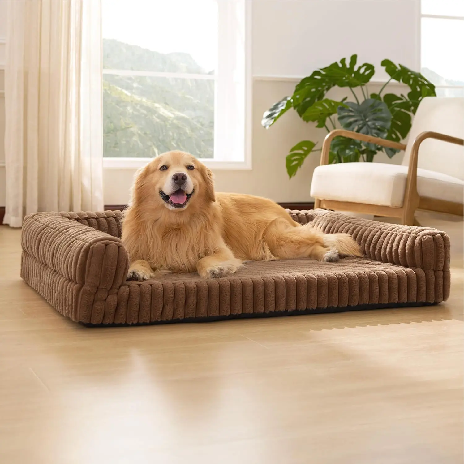 Soft Fleece Large Dog Bed, Supportive Egg‑Crate Foam Pet Bed with Non‑Slip Bottom for Big Dogs